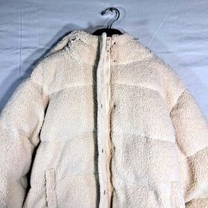 Good American NWT Women's Size 8 Faux Shearling Sherpa Heavy Puffer Coat